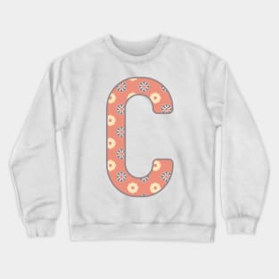 MONOGRAM LETTER C PINK FLORAL TYPOGRAPHY DESIGN Crewneck Sweatshirt